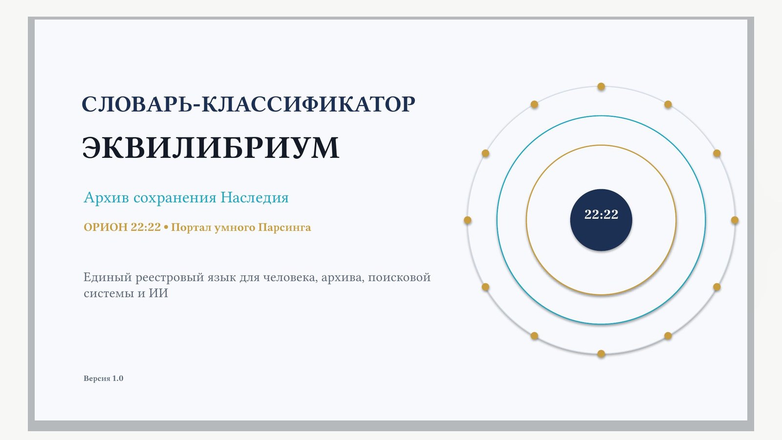 Первая страница документа «Словарь-классификатор ЭКВИЛИБРИУМ для Архива сохранения наследия»